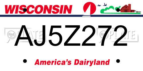 AJ5Z272 Wisconsin License Plate