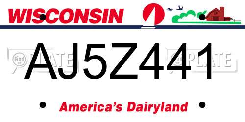 AJ5Z441 Wisconsin License Plate