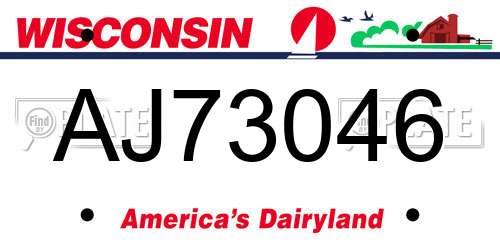 AJ73046 Wisconsin License Plate