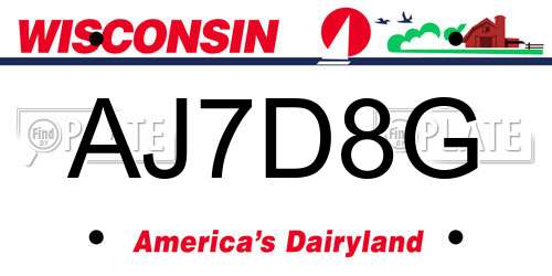 AJ7D8G Wisconsin License Plate