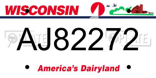 AJ82272 Wisconsin License Plate