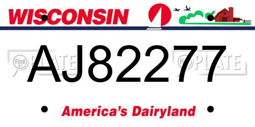 AJ82277 Wisconsin License Plate