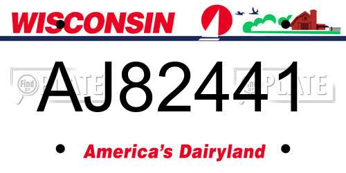 AJ82441 Wisconsin License Plate
