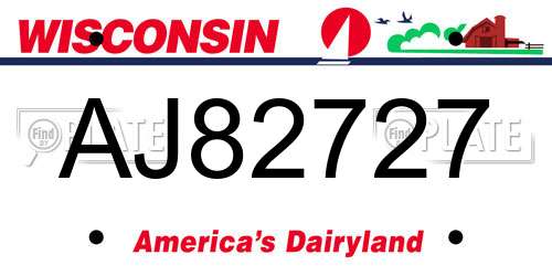 AJ82727 Wisconsin License Plate