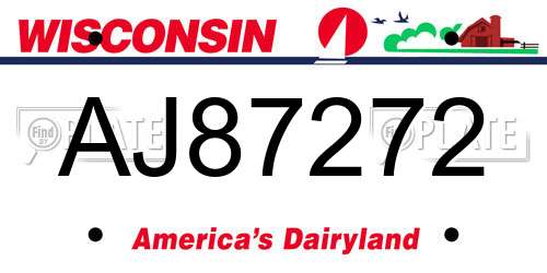 AJ87272 Wisconsin License Plate
