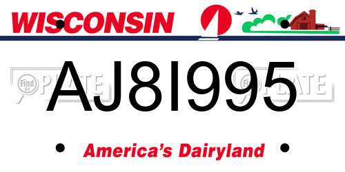 AJ8I995 Wisconsin License Plate