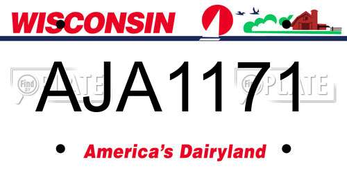 AJA1171 Wisconsin License Plate