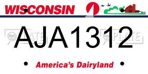 AJA1312 Wisconsin License Plate