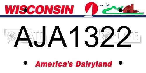 AJA1322 Wisconsin License Plate