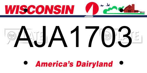 AJA1703 Wisconsin License Plate