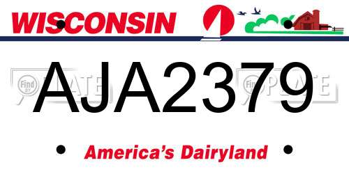 AJA2379 Wisconsin License Plate