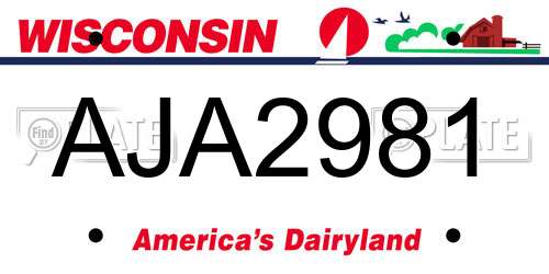 AJA2981 Wisconsin License Plate