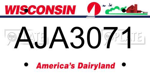 AJA3071 Wisconsin License Plate