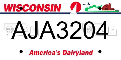 AJA3204 Wisconsin License Plate