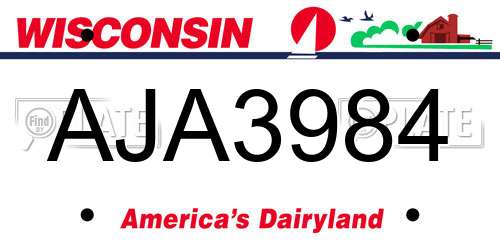 AJA3984 Wisconsin License Plate