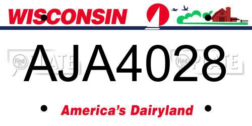 AJA4028 Wisconsin License Plate