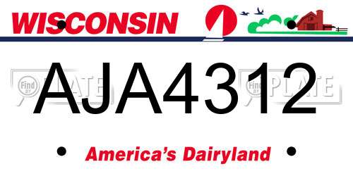 AJA4312 Wisconsin License Plate