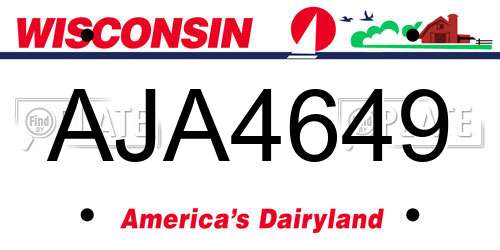 AJA4649 Wisconsin License Plate