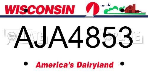 AJA4853 Wisconsin License Plate