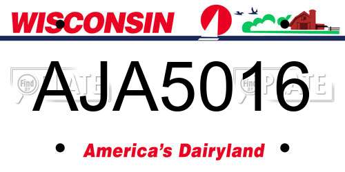 AJA5016 Wisconsin License Plate