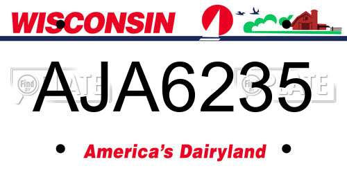 AJA6235 Wisconsin License Plate