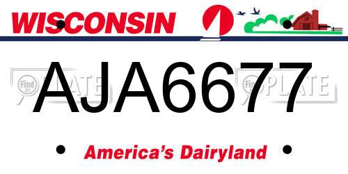 AJA6677 Wisconsin License Plate