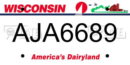 AJA6689 Wisconsin License Plate