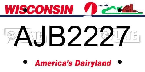 AJB2227 Wisconsin License Plate