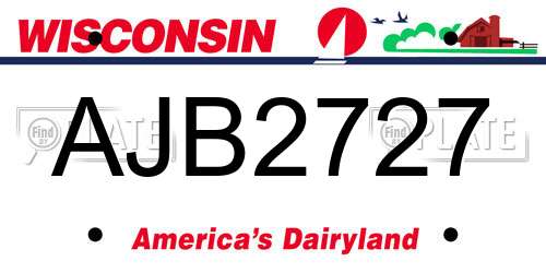 AJB2727 Wisconsin License Plate