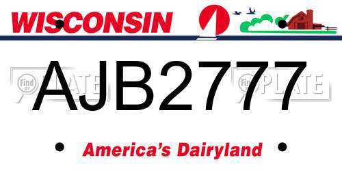AJB2777 Wisconsin License Plate
