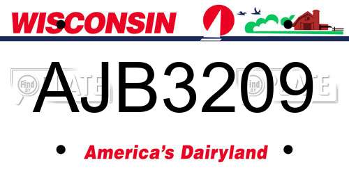 AJB3209 Wisconsin License Plate