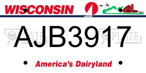 AJB3917 Wisconsin License Plate