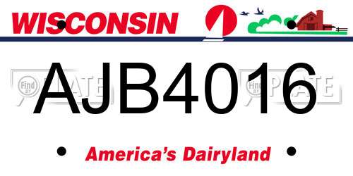 AJB4016 Wisconsin License Plate
