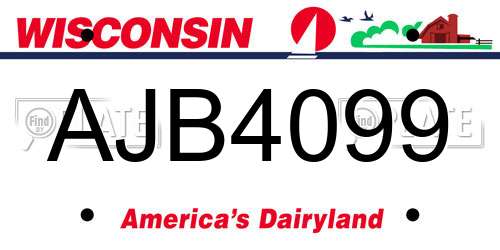 AJB4099 Wisconsin License Plate