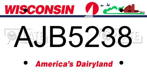 AJB5238 Wisconsin License Plate