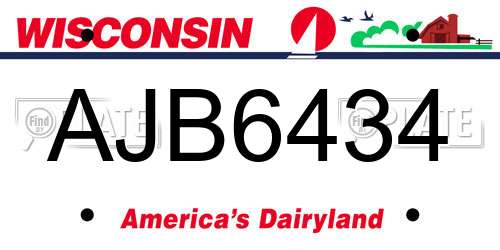 AJB6434 Wisconsin License Plate