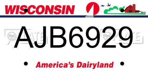 AJB6929 Wisconsin License Plate
