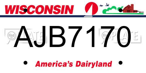 AJB7170 Wisconsin License Plate