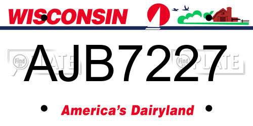AJB7227 Wisconsin License Plate