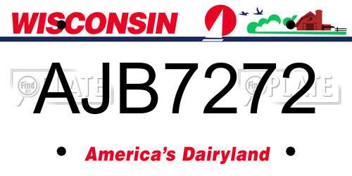 AJB7272 Wisconsin License Plate