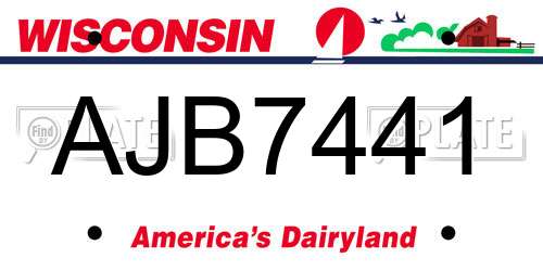 AJB7441 Wisconsin License Plate