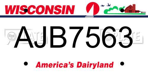 AJB7563 Wisconsin License Plate