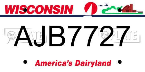 AJB7727 Wisconsin License Plate