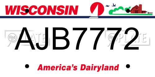 AJB7772 Wisconsin License Plate