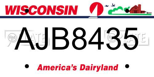 AJB8435 Wisconsin License Plate