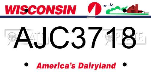 AJC3718 Wisconsin License Plate