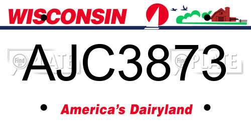 AJC3873 Wisconsin License Plate