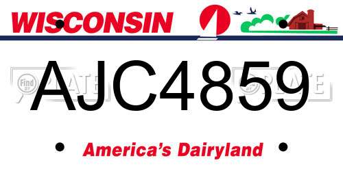 AJC4859 Wisconsin License Plate