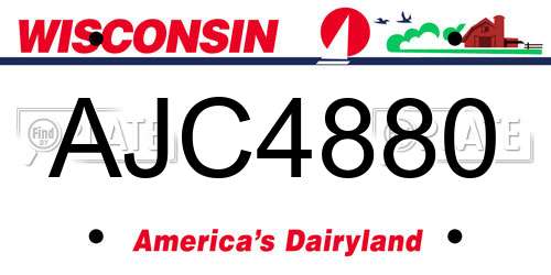 AJC4880 Wisconsin License Plate
