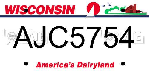 AJC5754 Wisconsin License Plate